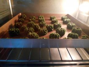 150°预热十分钟，烤盘放在烤网上，中层，125度，低温烘烤30-35分钟，具体烤自家烤箱温度调节。