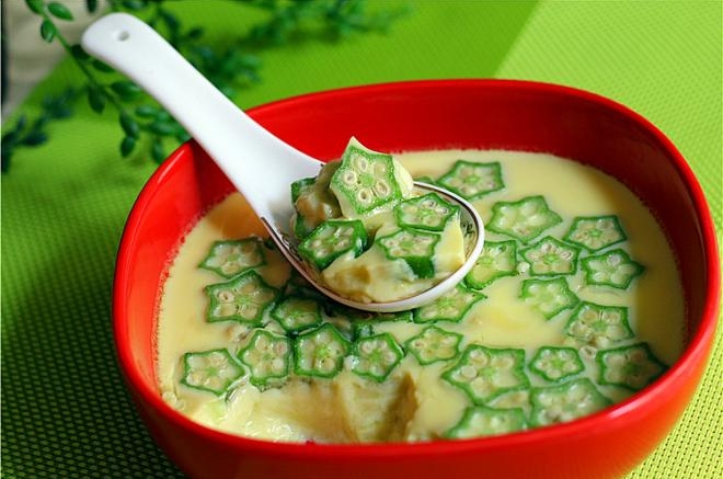 秋葵蒸蛋羹