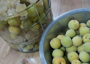 4、准备泡制
玻璃瓶清洗干净并晾干，青梅码一层放一些碎冰糖（最好冰糖用更碎一点的这样能更快让冰糖融化，），过一礼拜你可以把玻璃桶晃一下让冰糖跟酒充分混合。青梅跟冰糖一层一层码上去后再加入算好比例的高度白酒。
