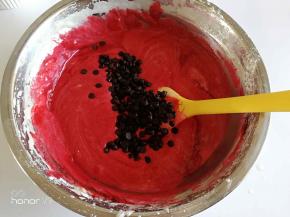 最后放入耐烤巧克力豆搅拌。