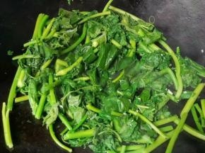 倒入南瓜苗大火翻炒