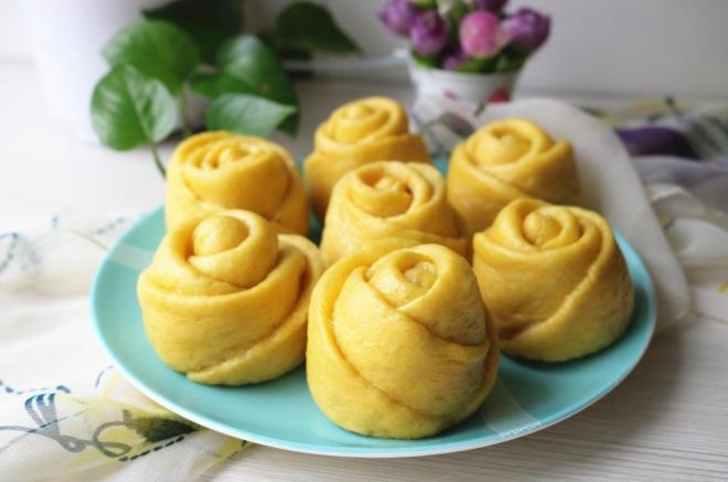 黄玫瑰花馒头