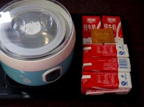 前期准备：1升纯牛奶，1包双枝杆菌，一部酸奶机。