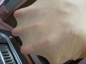 大概14分钟揉出薄膜，然后揉圆后，放入面包机中，启动发酵档，时间调成一小时，开始进行一发