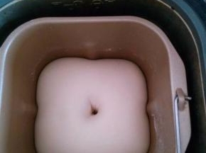 所有材料放入面包机，揉2个程序，直至出现光滑的薄膜。在面包机直接进行一发，天气热大约30分钟。一发结束，可以手指插一个洞检测，不回缩不塌陷。