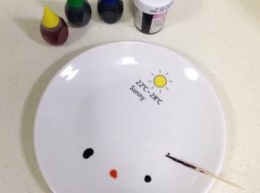 把各色素滴1～2滴在小碟中。