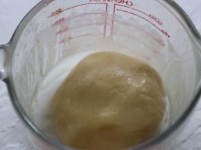 倒入低粉搅拌成团，静置1小时。