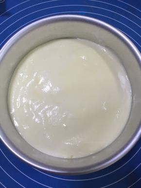 将拌好的蛋糕糊倒入模具，抹平表面，轻磕两三下，震出里面的大气泡后放入烤箱下层，170度，上下火，30分钟左右即可。