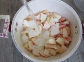 倒入锅中放上冰糖和水。