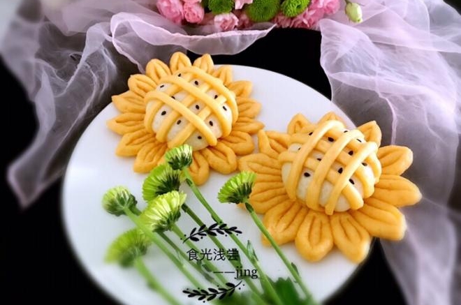 花样面食之向日葵奶黄包