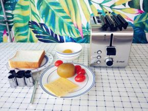 准备好各种材料，新的东菱多士炉需要先以最高档位空烤2-3分钟，去除加热管上的保护层。