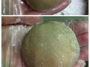 10. 收口后搓圆，拍上少许粉