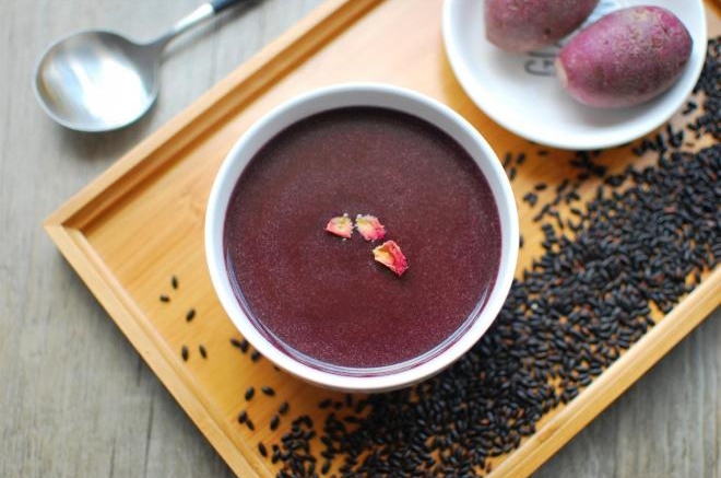 紫薯黑米糊
