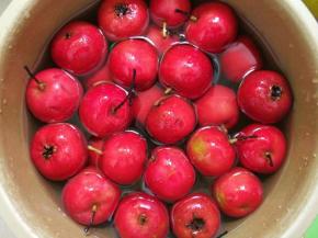 山楂浸泡清水10分钟，洗净备用。