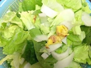 把白菜清洗干净用刀切段，姜拍扁就好