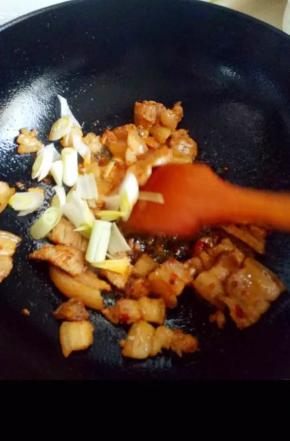 加入葱姜和豆瓣酱爆香