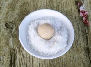 捏成小球儿，沾上一层椰蓉