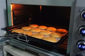 最后几分钟注意观察烤箱里的情况，饼干表面变成金黄色即可。我烤至18分钟就提前出炉了。