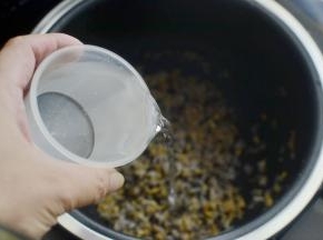 将所有材料洗净放入电饭煲，按比例加入1.6杯纯净水