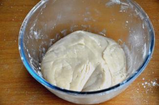 继续倒入剩下的预拌粉，揉捏成团，盖上保鲜膜静置2个半小时以上。