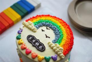 最后用巧克力画上大雁，放上彩色糖装饰即可。