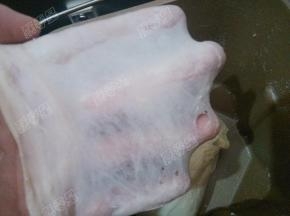 和面程序结束后，可以检查一下面团出膜状况，可以拉出薄薄的手套膜