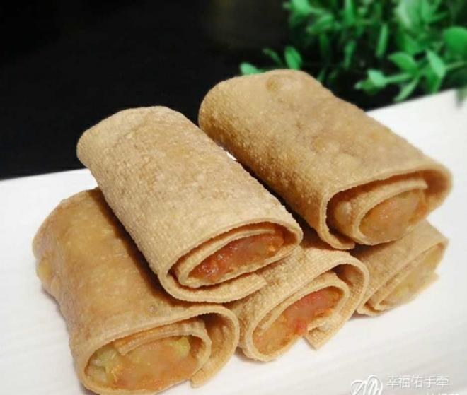 炸豆皮肉卷