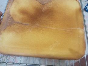 把烤盘送入预热好180度的烤箱，烤15-20分钟，用牙签插入蛋糕内部，拔出来后牙签上没有粘上蛋糕，就表示熟了