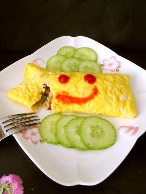 挤上点番茄酱，配上孩子爱吃的蔬果