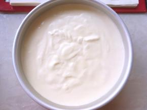 抬高20厘米倒入模具，这样可以减少气泡，之后再轻轻磕几下，震出表层气泡