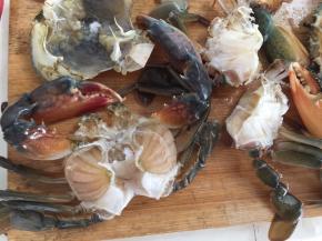 再用力剥开蟹壳