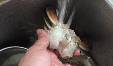 然后用刷子在自来水下刷洗干净