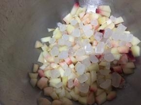 一层果肉一层冰糖放入盆中