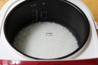 浸泡好的米，捞出放入电饭锅，加适量的水，按煲饭键即可；