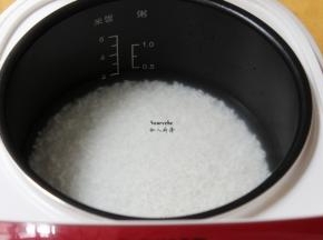 浸泡好的米，捞出放入电饭锅，加适量的水，按煲饭键即可；