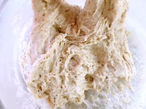 发酵好的酵头，从碗底能看到像蜂巢一样的网眼，打开盖子有一点点的酸味就是发酵好的