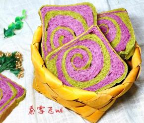 切片，紫薯和抹茶的味道非常搭配