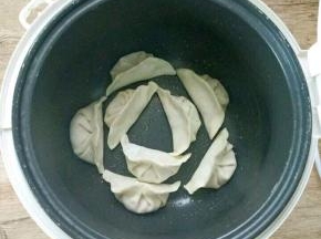 放入饺子，盖上盖子，按煮饭。