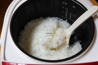 饭煲好之后焖5分钟，打开，用饭勺稍微拌均；