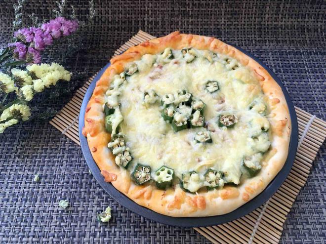 秋葵三文鱼披萨