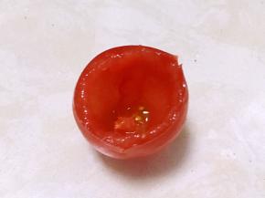 蛋液打散将顶部切掉一块，开口尽量大一点点，用小勺将内部掏空，注意底部别掏漏啦，没有特别小的勺子也可以用小刀一点点掏空