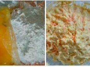 再加入面粉，鸡蛋，盐搅拌均匀成团