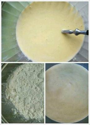 因为这个方子没有牛奶没有油，所以就先把蛋黄与蛋白混合在一起