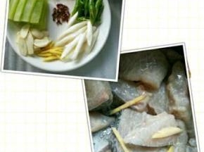 材料准备好 ，切好的草鱼用淀粉，姜丝，料酒腌制一下