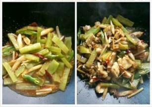 再加入莴笋，最后再放入鱼翻炒