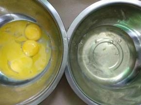蛋白和蛋黄分离。