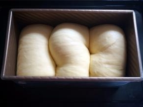 盖上保鲜膜，放入烤箱，启动发酵程序，发至8分满时取出，去掉保鲜膜，盖上盖子。