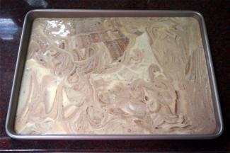 将面糊倒入，震荡出大气泡。烤箱上下火180度预热5分钟后，将其放入中层，烘烤20分钟。