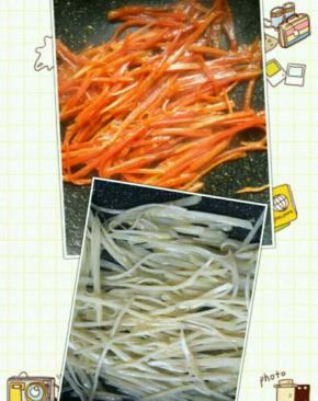 另起一锅，把胡萝卜，土豆丝炒熟。