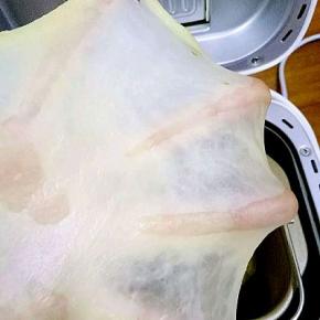 结束后看看面团出膜情况，出膜很好，要是不做土司，出膜也不要求太高